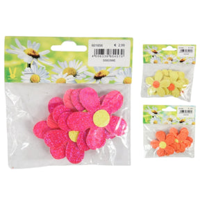 Decorazione fiori carta glitter 6 cm 3 set assortiti da 6 | 50 pezzi