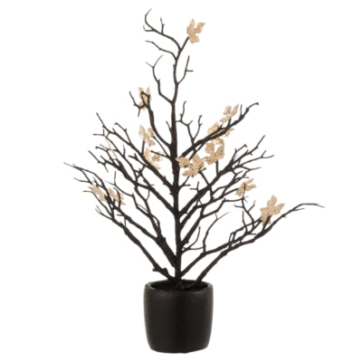 J-line albero artificiale in vaso glitter nero 43 cm | 8 pezzi