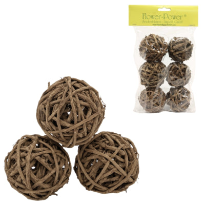 Palline decorative in vimini marroni 6 cm 6 pezzi | 18 pezzi