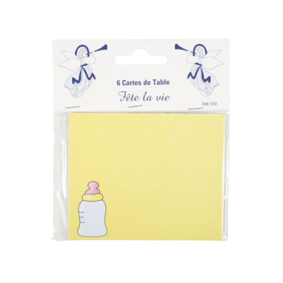 Segnaposto biberon giallo 10 cm 6 pezzi | 24 pezzi