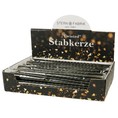 Candela da cena Stern in tessuto Twist nera 2,2 x 25 cm | 36 pezzi