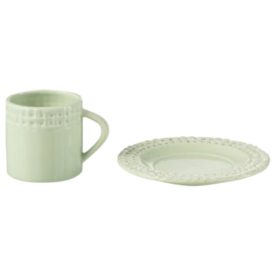 Tazza con piattino J-line verde 175 ml | 12 pezzi