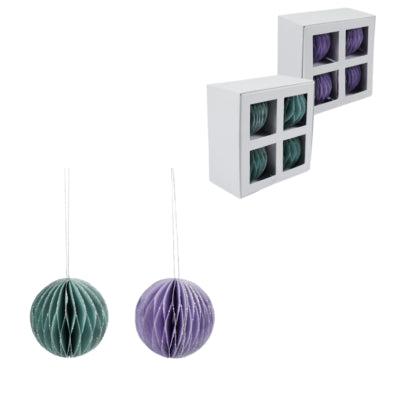 Migros (r) Palline di Natale in carta con glitter 9 cm 2 set assortito da 4 | 6 pezzi