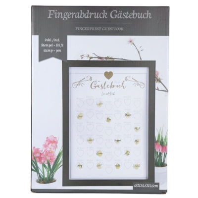 Libro degli ospiti impronta digitale con glitter e pennarello 45 cm | 6 pezzi