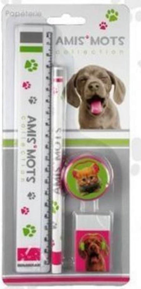 Set da scrittura di Van der Doelen con stampa di cane e gatto