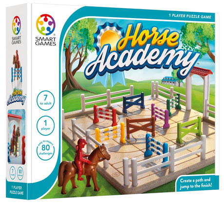 Smartgames Horse Academy - gioco di pensiero logico - 80 sfide educative di salto ostacoli - puzzle spaziale del cavallo - gioco da solista - da 7 anni