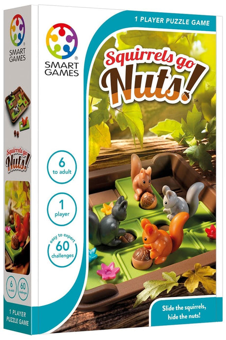 Gli scoiattoli dei giochi intelligenti impazziscono! - gioco compatto di pensiero con puzzle scorrevole - 60 sfide educative con scoiattoli - gioco di viaggio in solitaria - da 6 anni