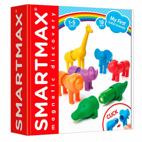 Smartmax i miei primi animali da safari - animali da safari magnetici - set da costruzione da 18 pezzi con elementi morbidi - giocattoli educativi per bambini - da 1 anno