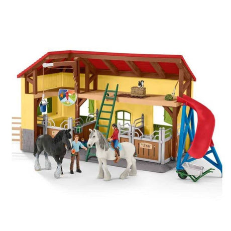 Mondo della fattoria Schleich - scuderia - giocattoli per cavalli - 2 cavalli e personaggi della fattoria - 82 parti