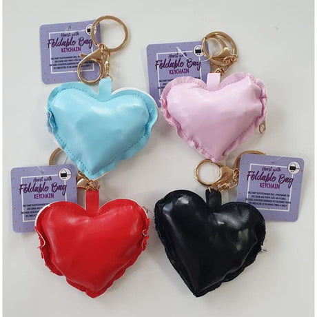 Portachiavi cuore 8x7cm con sacchetto pieghevole 32x20cm