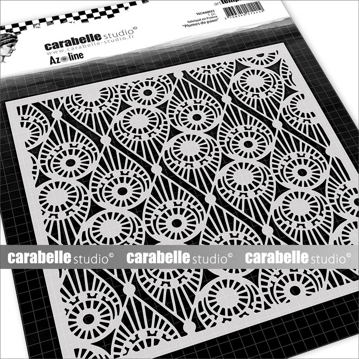 Carabelle studio • stencil quadrato 15,2 cm piume di paon