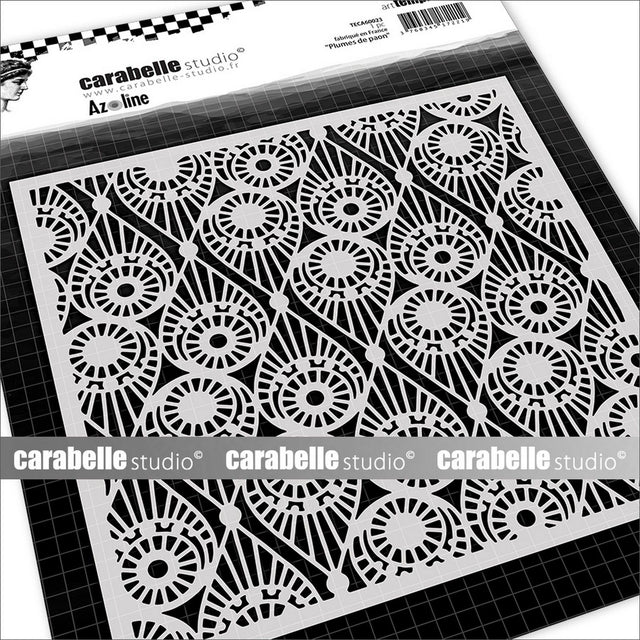 Carabelle studio • stencil quadrato 15,2 cm piume di paon