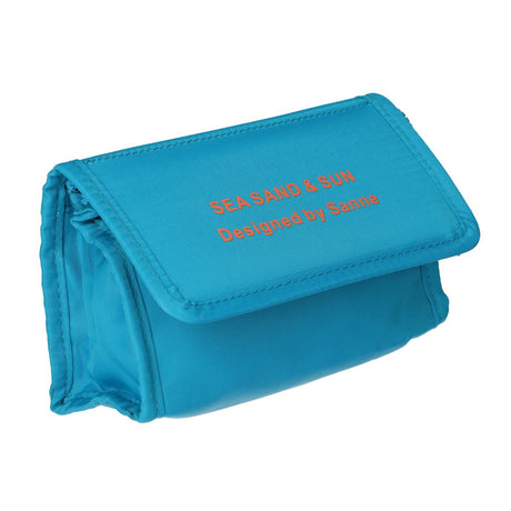 Borsa specchio da viaggio mare, sabbia sole blu arancione 16,5 cm x 11 cm