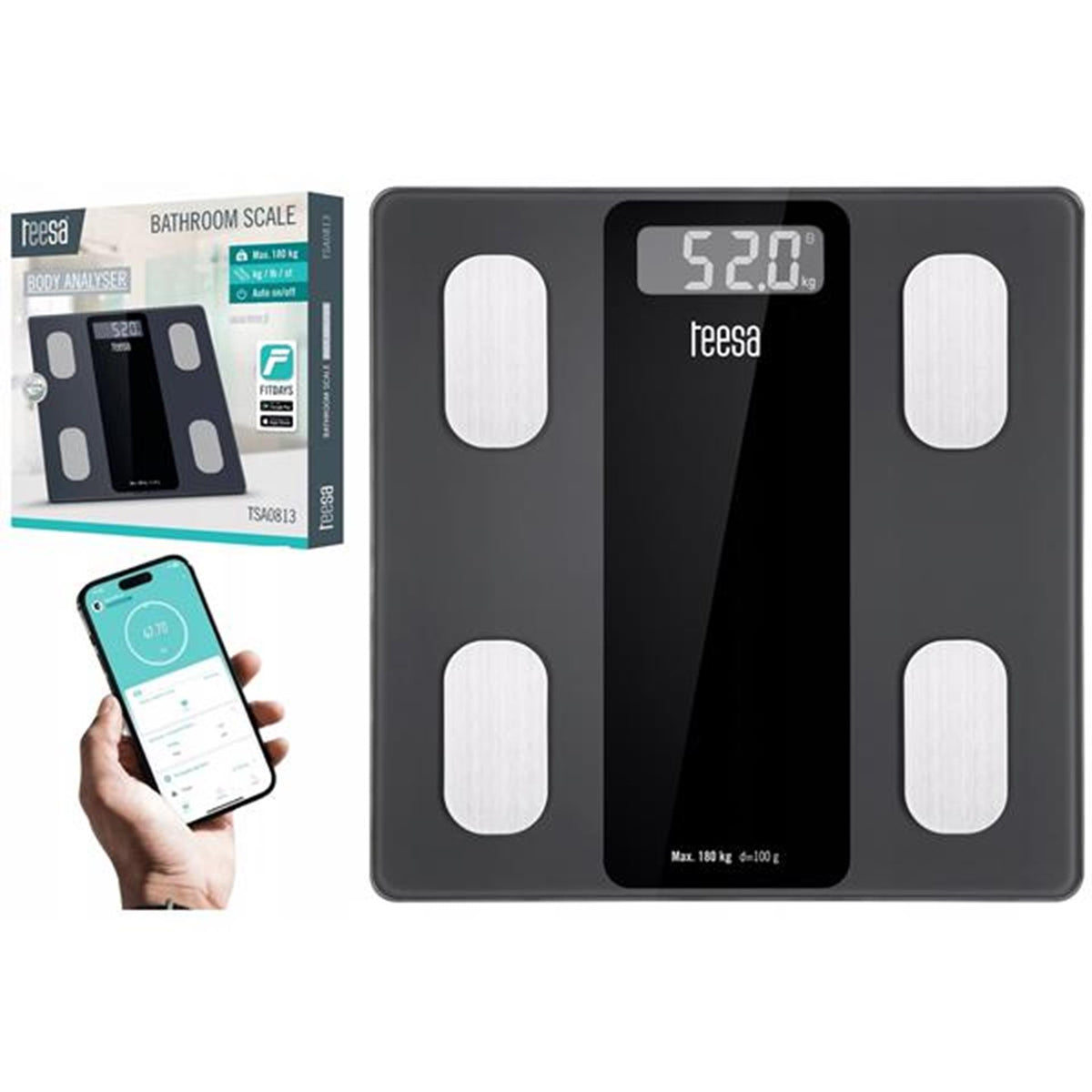 Bilancia digitale per analisi corporea Teesa fino a 180 kg