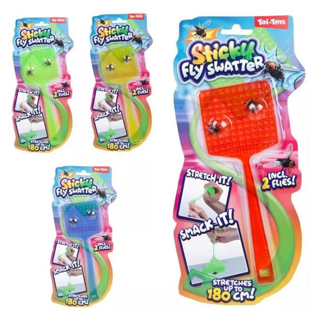 Toi-toys divertente scacciamosche elastico e appiccicoso 2x mosche 4 assortite