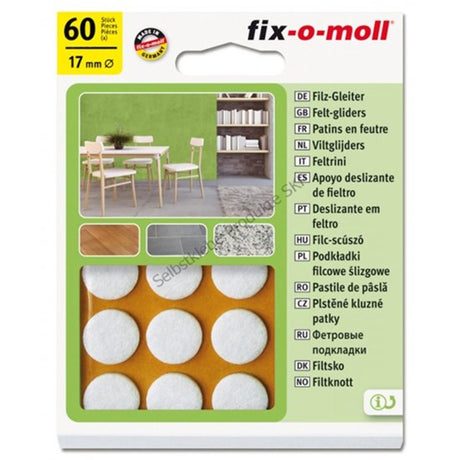 Fix-o-moll Feltro Aliante 17mm autoadesivo bianco confezione da 60 pz.
