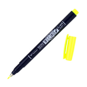 Tombow • penna a pennello fudenosuke, punta dura, giallo neon