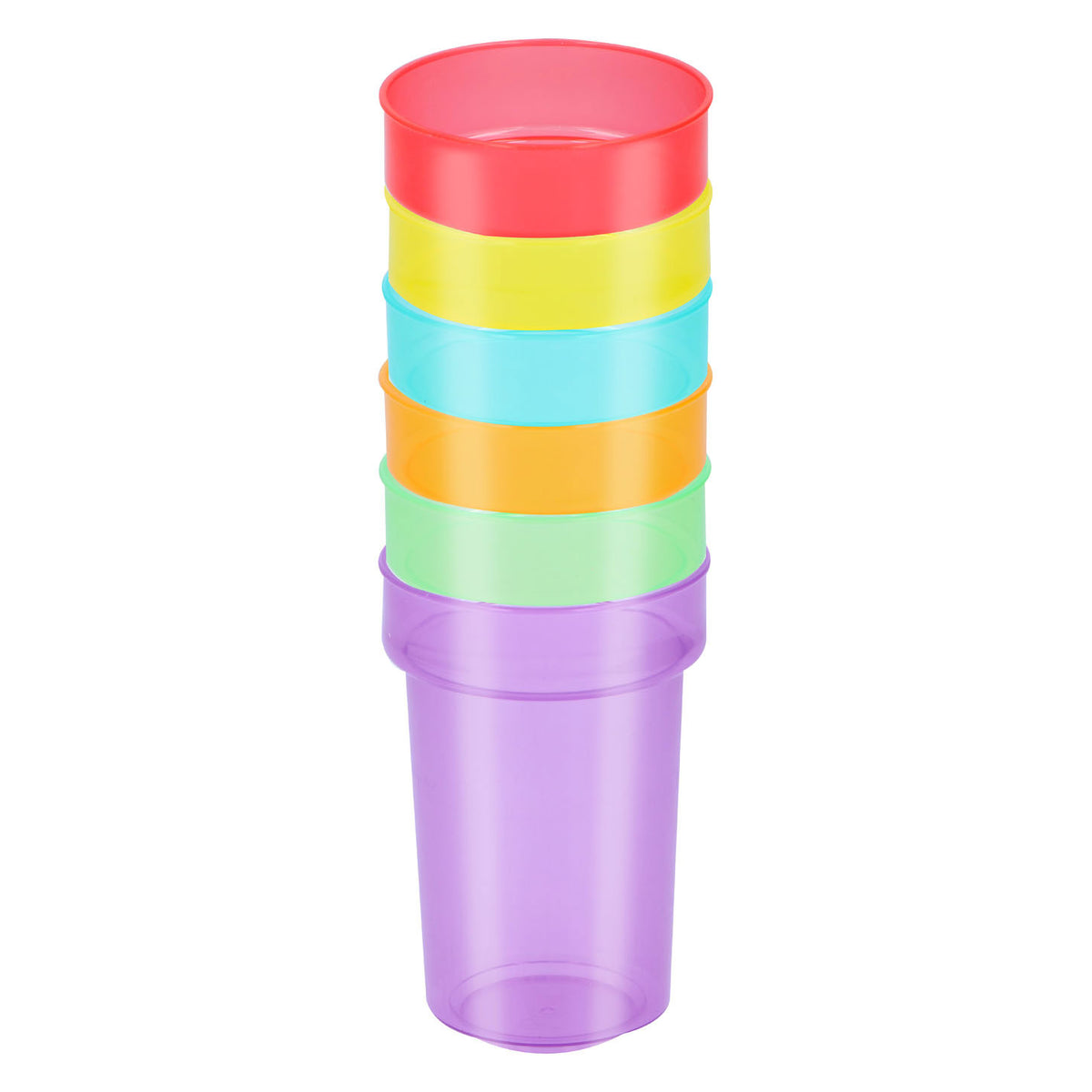 Coppa di bere in plastica con paglia 387 ml, 6st.