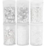 Creative Company Glitter e paillettes bianchi, 6x5gr