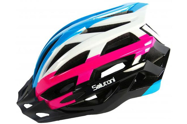 Casco per biciclette per biciclette di salutoni bluew rosa bianco 58-61 cm